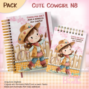 Caderno Pautado A5+Bloquinho A6 Cute Cowgirl N8