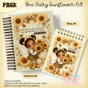 Caderno Pautado A5+Bloquinho A6 Bee Fairy Sunflower N9
