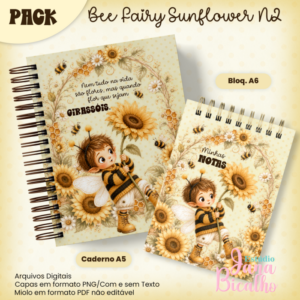 Caderno Pautado A5+Bloquinho A6 Bee Fairy Sunflower N2