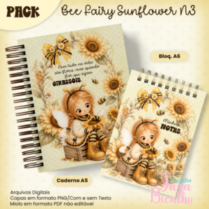 Caderno Pautado A5+Bloquinho A6 Bee Fairy Sunflower N3