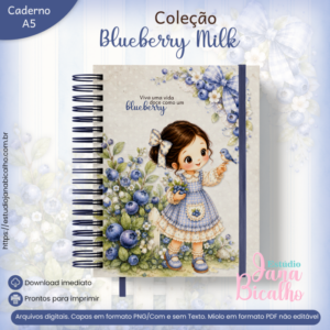 Caderno A5 Coleção Blueberry Milk