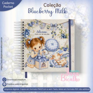 Caderno Pocket Coleção Blueberry Milk