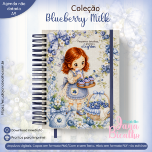 Agenda A5 Não Datada Coleção Blueberry Milk