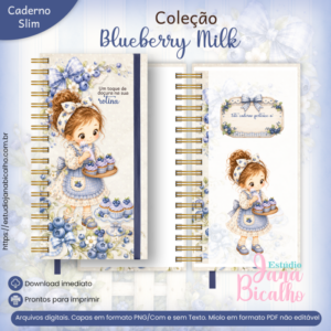 Caderno Slim Coleção Blueberry Milk
