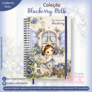Caderno Universitário Coleção Blueberry Milk