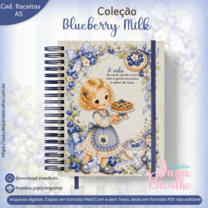 Caderno de Receitas A5 Coleção Blueberry Milk