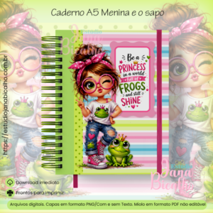 Caderno A5 Menina e o sapo