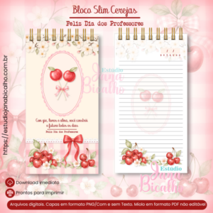 Bloco Slim Cerejas-Feliz Dia dos Professores