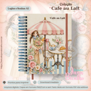 Caderno A5 Logins e Senhas Coleção Cafe au Lait