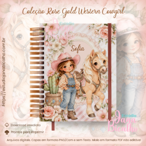 Caderno A5 Coleção Rose Gold Western Cowgirl