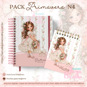 Caderno Pautado A5+Bloquinho A6  Pack Primavera N4