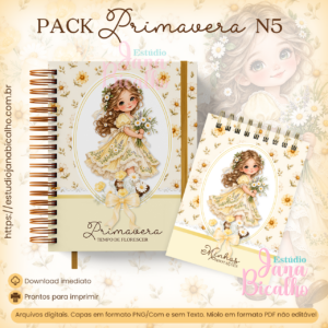 Caderno Pautado A5+Bloquinho A6  Pack Primavera N5