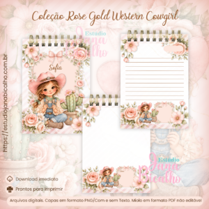 Bloquinho A6 Coleção Rose Gold Western Cowgirl 2X1