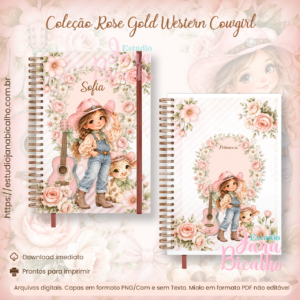 Caderno Universitário Coleção Rose Gold Western Cowgirl