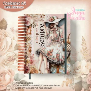 Caderno A5 Mensagens Bíblicas Coleção Vintage Girl
