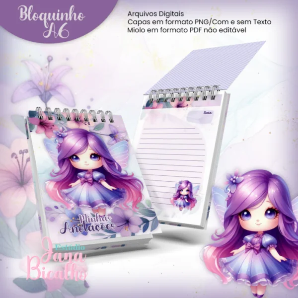 Bloquinho A6 Coleção Cute Violet Fairy