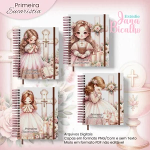 Caderno A5 Primeira Eucaristia Rose Gold Girls-4 em 1