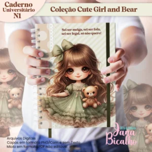 Caderno Universitário Coleção Cute Girl and Bear N1