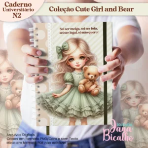 Caderno Universitário Coleção Cute Girl and Bear N2