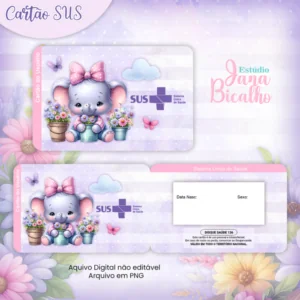 Combo Cartão do SUS Cute Spring Elephants