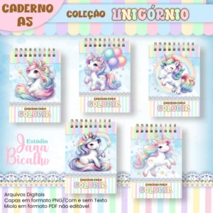 Caderno A5 Para Colorir Unicórnio