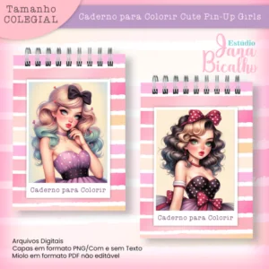 Caderno Colegial Para Colorir Cute Pin-Up Girls