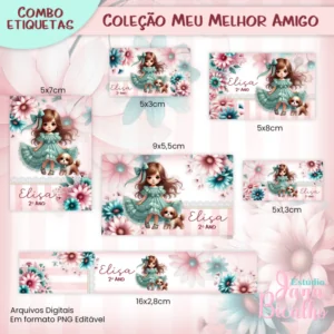 Combo Etiquetas Escolares e Rótulo para Lápis Coleção Meu Melhor Amigo