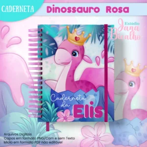 Caderneta de Saúde Dinossauro Rosa + Brinde