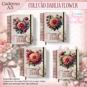 Caderno A5 Coleção Dahlia Flower-Dia das Mães-8 em 1