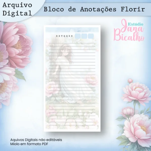 Bloco de Anotações 11x21 cm - Florir