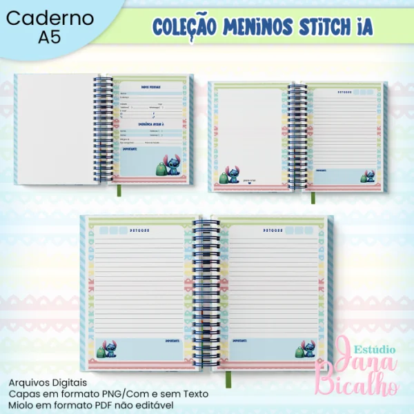 Caderno A5 Coleção Meninos Stitch IA - Imagem 2