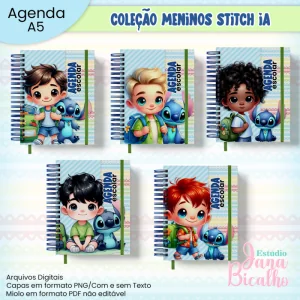 Agenda Escolar A5 Coleção Meninos Stitch IA
