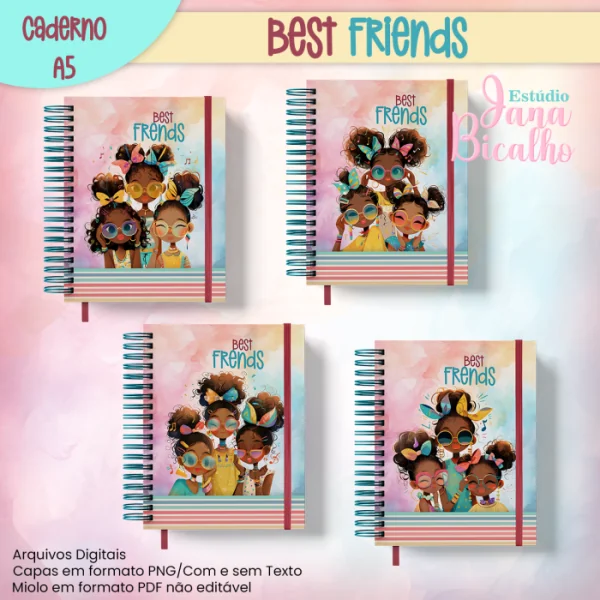 Caderno Pautado A5 Best Friends 4 em 1