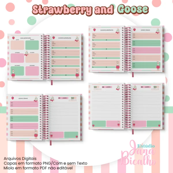 Agenda Permanente A5 Coleção Strawberry and Goose + BÔNUS - Imagem 3