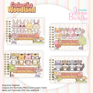 Livro A5 Para Colorir Horizontal Coleção Woodland