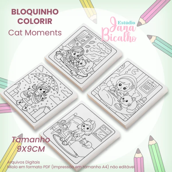 Bloquinho para Colorir 9x9cm Cat Moments - Imagem 2