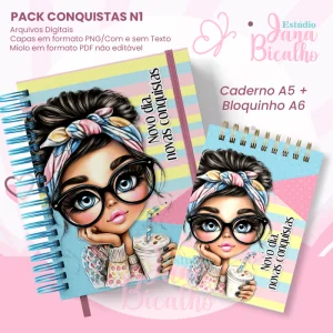 PACK Caderno Pautado A5+Bloquinho A6 - Conquistas N1