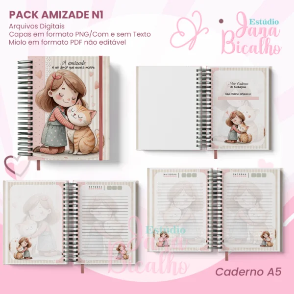 PACK Caderno Pautado A5+Caderneta A6 - Amizade N1 - Imagem 2