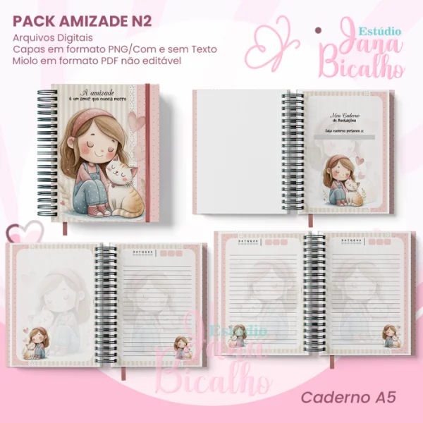 PACK Caderno Pautado A5+Caderneta A6 - Amizade N2 - Imagem 2