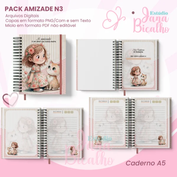 PACK Caderno Pautado A5+Caderneta A6 - Amizade N3 - Imagem 2