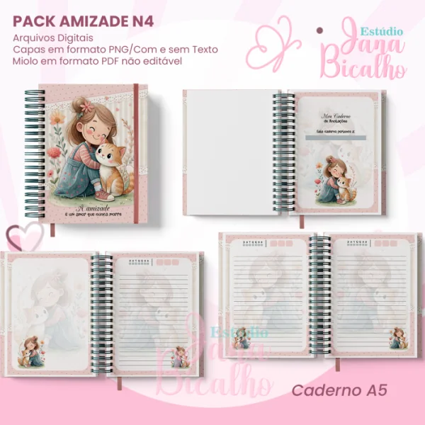 PACK Caderno Pautado A5+Caderneta A6 - Amizade N4 - Imagem 2