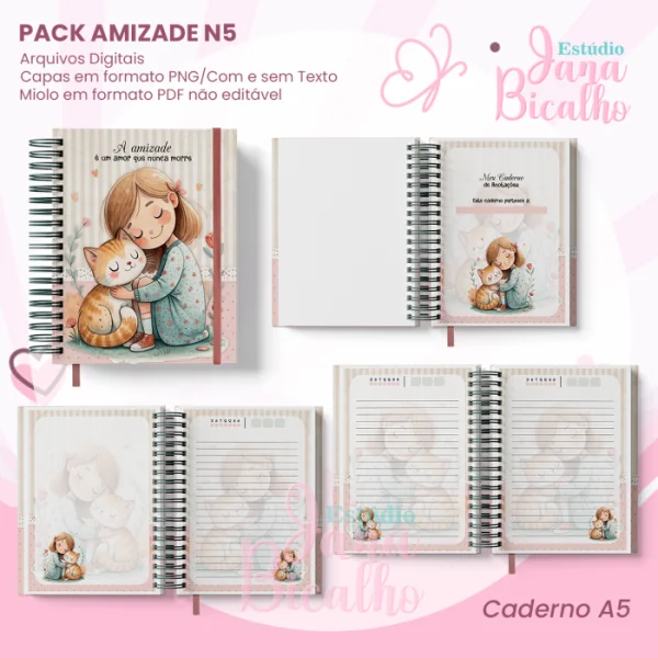 PACK Caderno Pautado A5+Caderneta A6 - Amizade N5 - Imagem 2