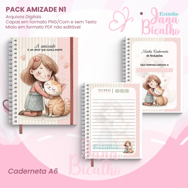 PACK Caderno Pautado A5+Caderneta A6 - Amizade N1 - Imagem 3