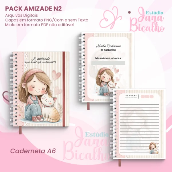 PACK Caderno Pautado A5+Caderneta A6 - Amizade N2 - Imagem 3