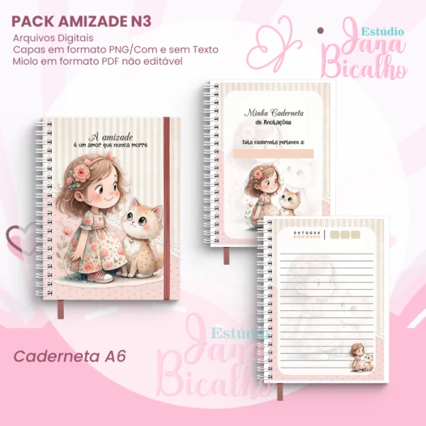 PACK Caderno Pautado A5+Caderneta A6 - Amizade N3 - Imagem 3