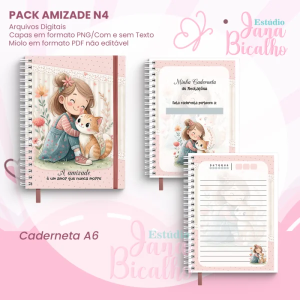 PACK Caderno Pautado A5+Caderneta A6 - Amizade N4 - Imagem 3