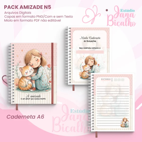 PACK Caderno Pautado A5+Caderneta A6 - Amizade N5 - Imagem 3