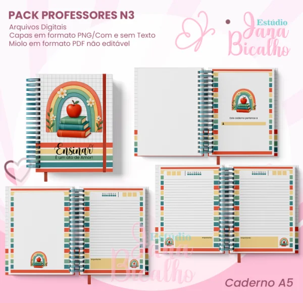PACK Caderno Pautado A5+Bloquinho A6 Professores N3 - Imagem 2