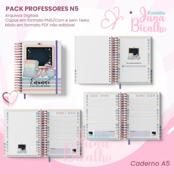 PACK Caderno Pautado A5+Bloquinho A6 Professores N5 - Imagem 2